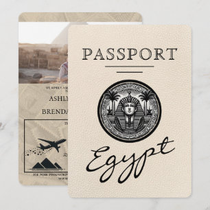 Ivory Egypt Passport Wedding Invitation