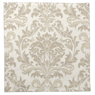 Ivory Elegance Baroque Damask Classic Antique Cloth Napkin