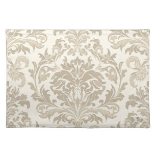 Ivory Elegance Baroque Damask Classic Antique Cloth Placemat
