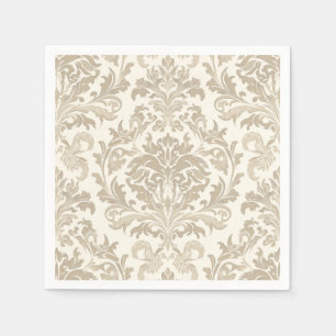 Ivory Elegance Baroque Damask Classic Antique Napkins