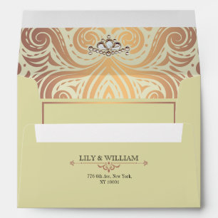 Ivory Elegant Artdeco Diamond Rose Gold Wedding Envelope