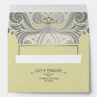 Ivory Elegant Artdeco Diamond Silver Wedding Envelope