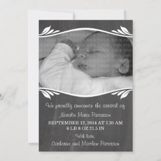 Ivory Elegant Chalkboard Baby Announcement