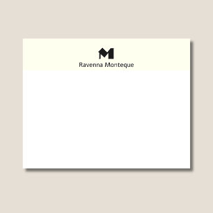 Ivory Elegant Personalized Name Letter Monogram  Note Card
