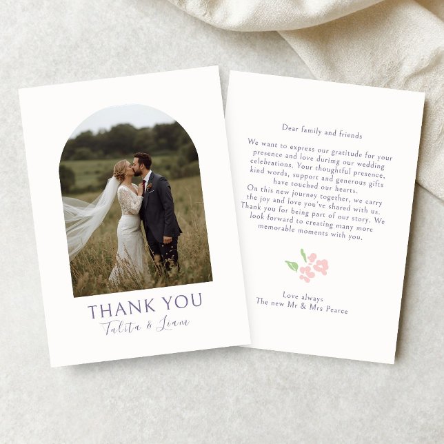 Ivory | Elegant Script Arch Wedding Thank You  (Creator Uploaded)