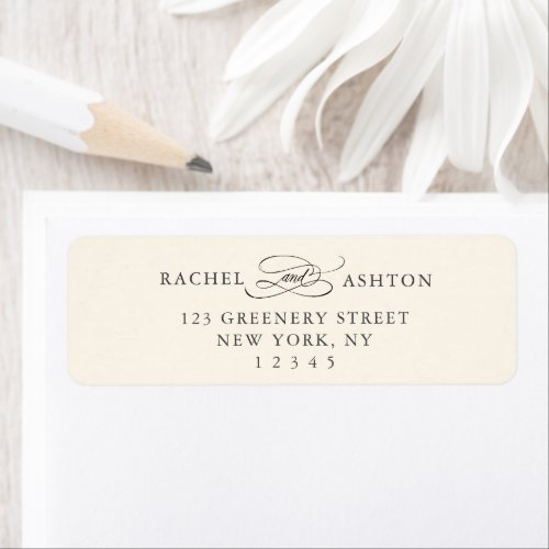 Ivory Elegant Script Return Address Label