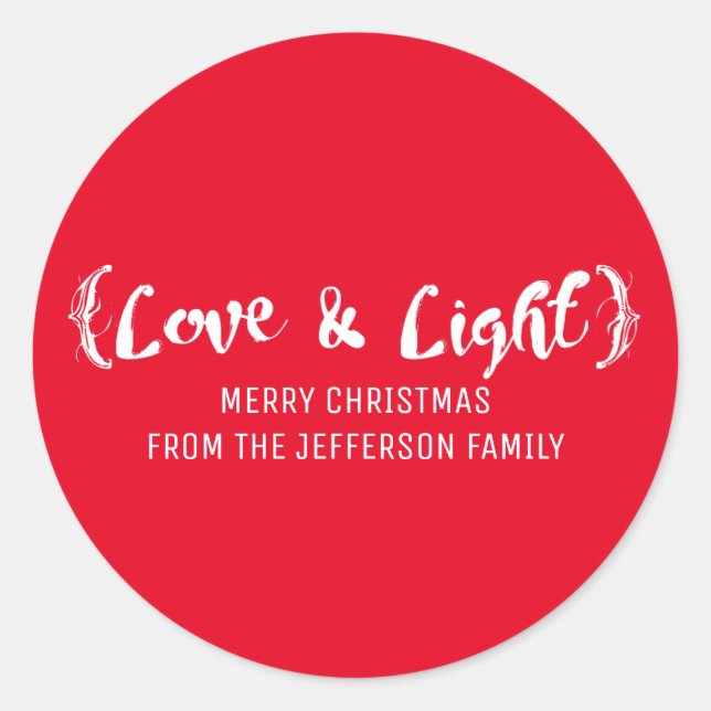 Ivory Elegant Sketched Love & Light Holiday Classic Round Sticker (Front)