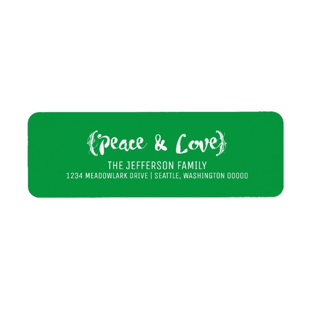 Ivory Elegant Sketched Peace & Love Holiday Label (Front)
