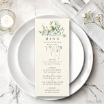 Ivory Elegant Watercolor Wildflower Wedding Menu<br><div class="desc">This elegant wedding menu features beautiful hand-painted watercolor wildflowers arranged as a bouquet,  perfect for spring,  summer,  or fall weddings. For more advanced customization of this design,  please click the BLUE DESIGN TOOL BUTTON above!  Matching items are also available.</div>