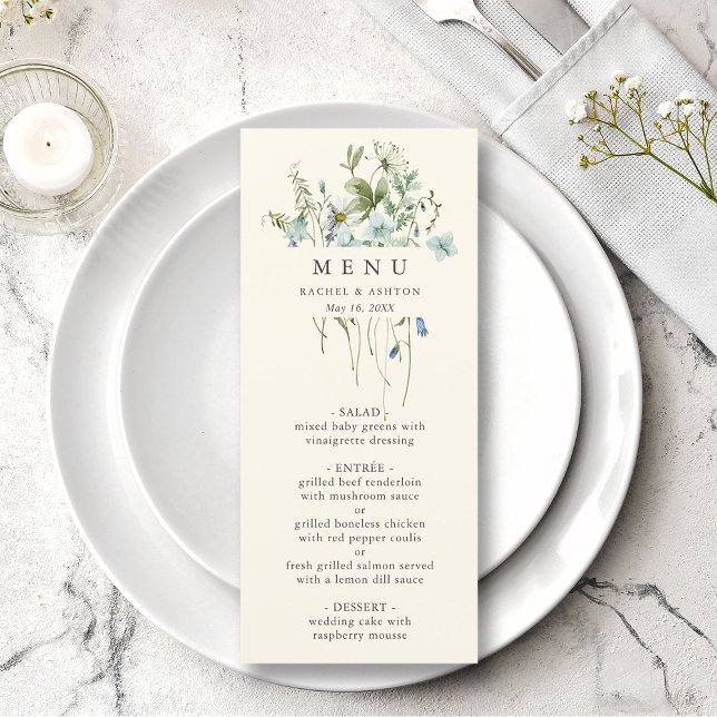 Ivory Elegant Watercolor Wildflower Wedding Menu (Creator Uploaded)