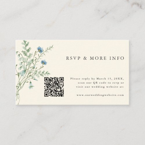 Ivory Elegant Watercolor Wildflowers Wedding RSVP Enclosure Card