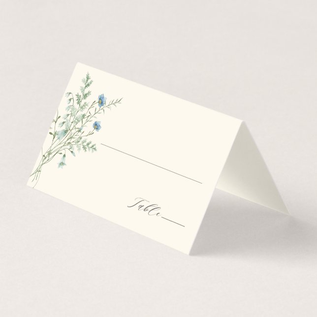 Ivory Elegant Wildflower Wedding Place Card (Front)