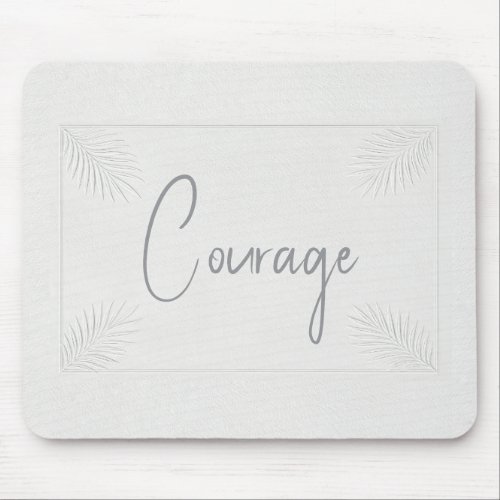 Ivory Embossed Palm Frond Frame Mouse Pad
