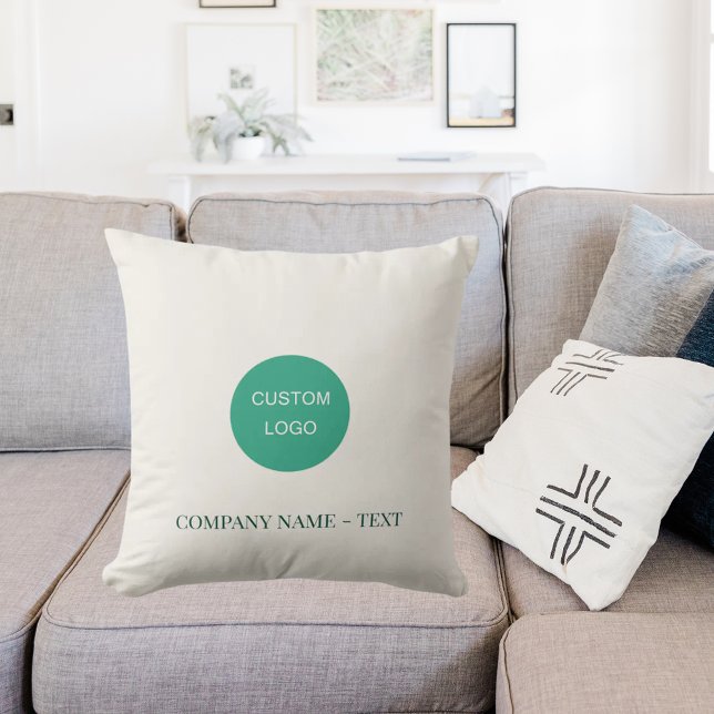 Ivory emerald green business logo throw pillow (Creator Uploaded)