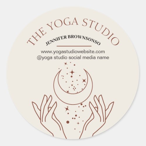 Ivory Energy Heal Stars Hands Moon Spiritual Classic Round Sticker