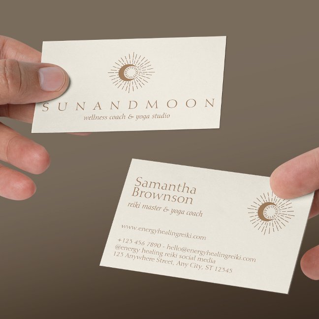 Ivory Energy Healing Sun Moon Spiritual Business Card