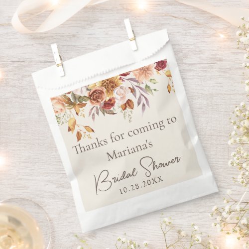 Ivory Fall Floral Bridal Shower  Favor Bag