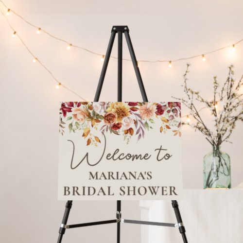 Ivory Fall Floral Bridal Shower Welcome Sign