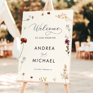 Ivory Fall Wildflowers Autumn Wedding Welcome Sign
