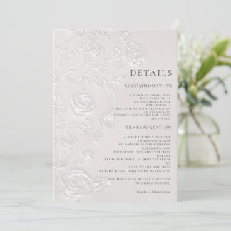 Ivory Faux Blind Embossed Arch Wedding Details Invitation