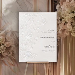 Ivory Faux Blind Embossed Rose Floral Wedding Foam Board