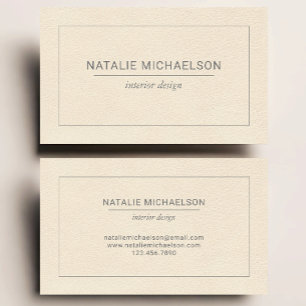 Ivory Faux Leather Gray Text Minimalist Business Card