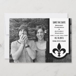 Ivory Fleur De Lis Banner Save the Date Invite