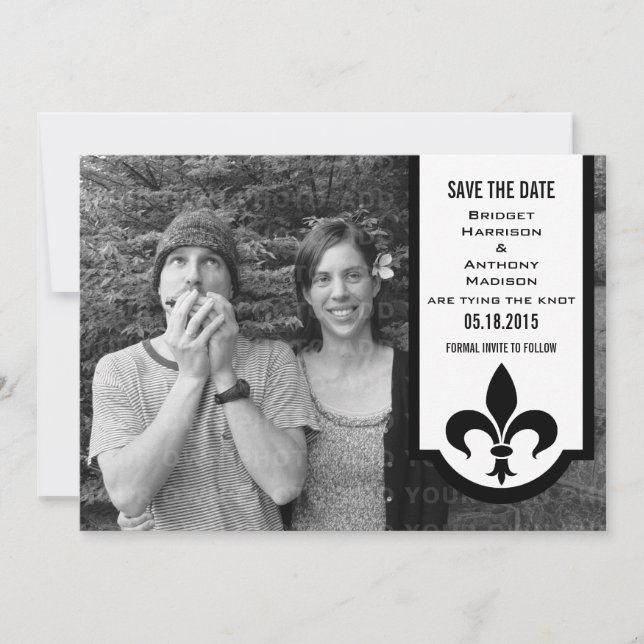 Ivory Fleur De Lis Banner Save the Date Invite (Front)