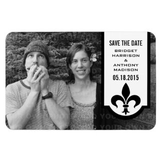 Ivory Fleur De Lis Banner Save the Date Magnet