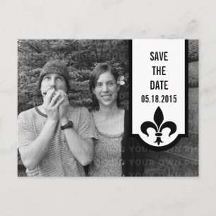 Ivory Fleur De Lis Banner Save the Date Postcard