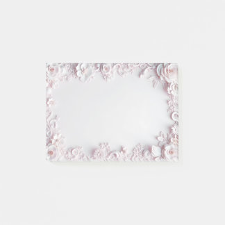 Ivory Floral and Lace Framed Post-it Notepad