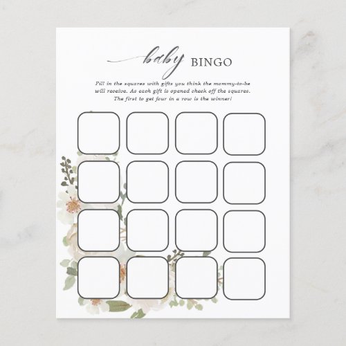 Ivory Floral Baby Shower Bingo Games