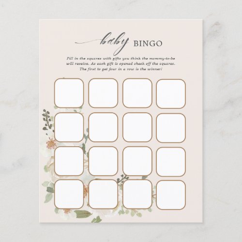 Ivory Floral Baby Shower Bingo Games