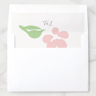 Ivory   Floral Blush Script Initials Wedding Envelope Liner