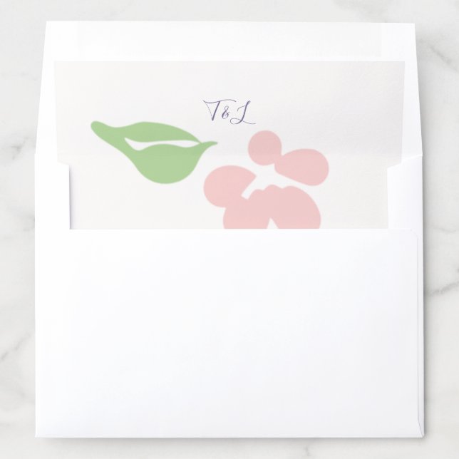 Ivory | Floral Blush Script Initials Wedding Envelope Liner (In Envelope)