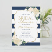Ivory Floral Bridal Shower Invitation, Wedding Invitation (Standing Front)