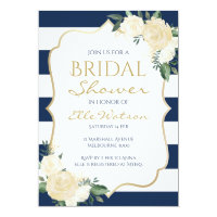 Ivory Floral Bridal Shower Invitation, Wedding Invitation