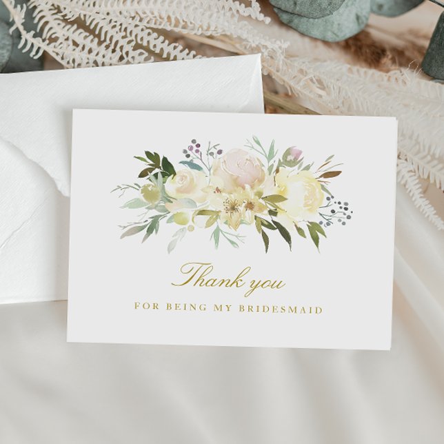 ivory floral bridesmaid thank you card (Creator Uploaded)