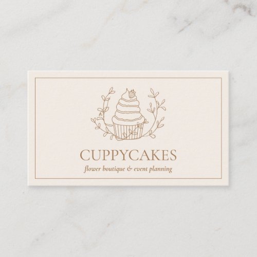 Ivory Floral Cupcake Baker Bakery Chef Catering Business Card
