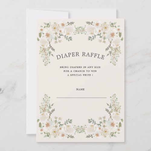 Ivory floral diaper raffle ticket invitation