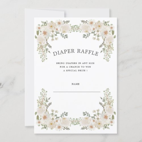 Ivory floral diaper raffle ticket invitation