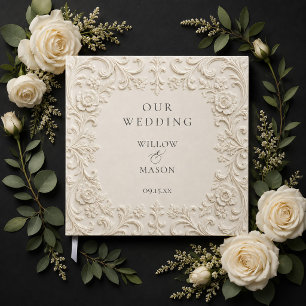 Ivory Floral Elegant Monogram Baroque Wedding Guest Book