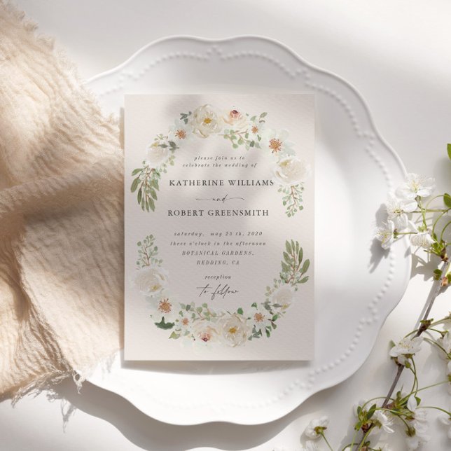 Ivory Floral Garden Elegant Wedding Invitation (Creator Uploaded)