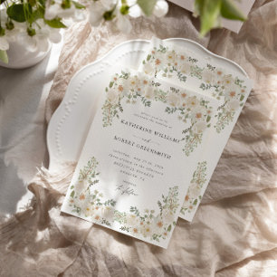 Ivory Floral Garden Elegant Wedding Invitation