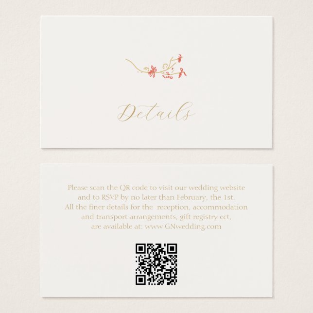 Ivory Floral Gift Registry Wedding Enclosure Card (Front & Back)
