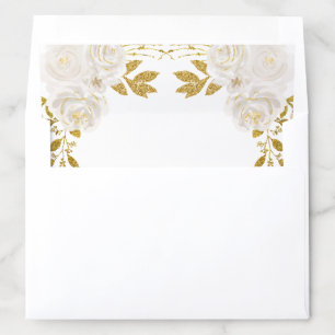Ivory Floral Gold Islamic Muslim Wedding Envelope Liner