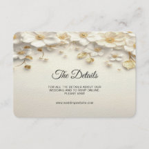 Ivory Floral Gold Leave Detail Enclosure Card