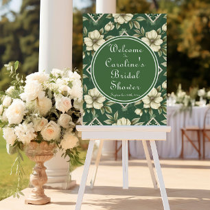 Ivory Floral Green Emerald Bridal Welcome Foam Board