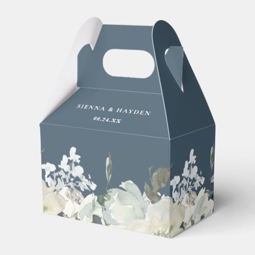 Ivory Floral Greenery Personalized Elegant Wedding Favor Boxes