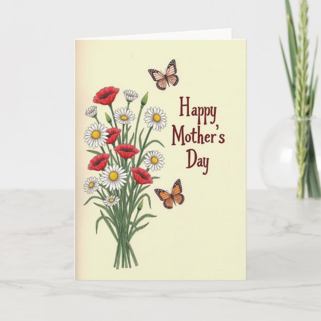 Ivory Floral Insect Art Card (Front)